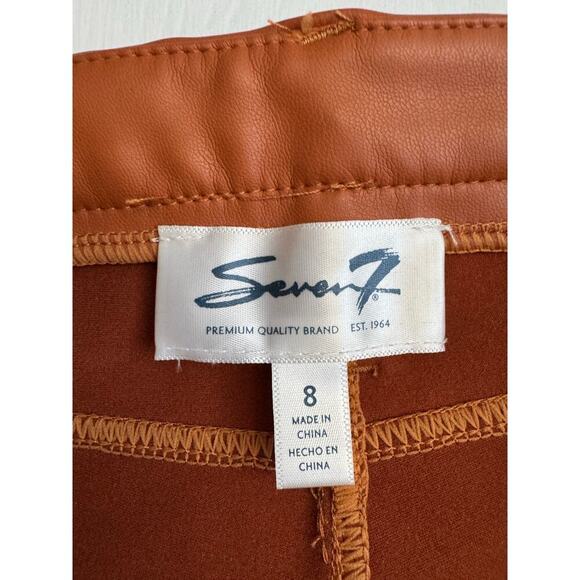 Seven7 Vegan Faux Leather Cropped Pants walnut orange sz 8 New - Picture 3 of 7